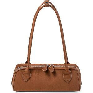 Women’s Suede Brown Retro Vintage Hobo Bag | Small Satchel for Work & Vacation